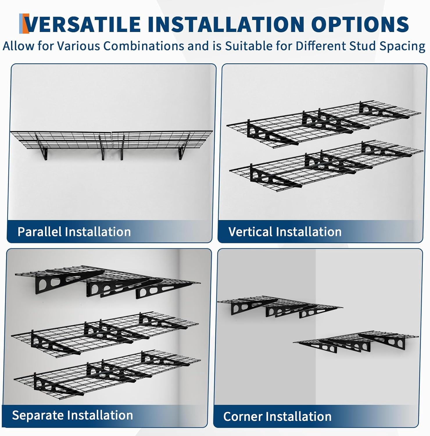 Garvee 2 Pack 2x6Ft Garage Storage Shelving Wall Mounted, 24-Inch-By-72-Inch 1600 Lbs Heavy Duty Storage Shelves, Wall Shelve Garage Storage Rack Floating Shelves Organization for Warehouse, Laundry