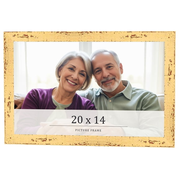 20x14 Frame Yellow Real Wood Picture Frame Width 1.25 inches | Interior Frame Depth 0.5 inches |