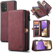 HAII for Samsung A32 5G Wallet Case [Not fit A32 4G],Multi-Functional Leather Purse Flip Cover Zipper Wallet Case