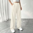 thumbnail image 6 of BILIKEYU Women's Solid Color Long Pants Straight Leg Loose Temperament Casual Pants Daily Commuting Trousers, Crepe Pants for Women, Loose Work Pants for Women, Capri Pants for Women Plus Size, 6 of 7