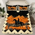thumbnail image 2 of Feelyou Western Cowgirl Cowboy Twin Sheet Sets, Mystic Tribal Moon Galaxy Twin Fitted Sheet, Vintage Geometric Flat Sheet, Breathable Home Decor, 3-Piece, 2 of 7