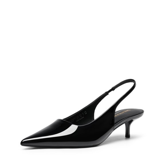 DREAM PAIRS Women's Kitten Heels Slingback Low Closed Toe Comfortable Pumps Pointed Toe Wedding Party Elegant Dress Shoes