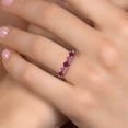 thumbnail image 4 of Gem Stone King 925 Silver and 10K Yellow Gold Red Created Ruby and Pink Moissanite Wedding-Bands Ring for Women | 1.21 Cttw | Round 4MM | Gemstone July Birthstone | Size 8, 4 of 6