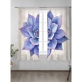thumbnail image 2 of Purple Succulent Sheer Curtains 2 Panels Set Green Leaves Ferns Plants Watercolor Lihgt Filtering Rod Pocket Voile Drape, Semi Sheer Window Curtains for Bedroom Living Room, 52"x63", 2 of 5