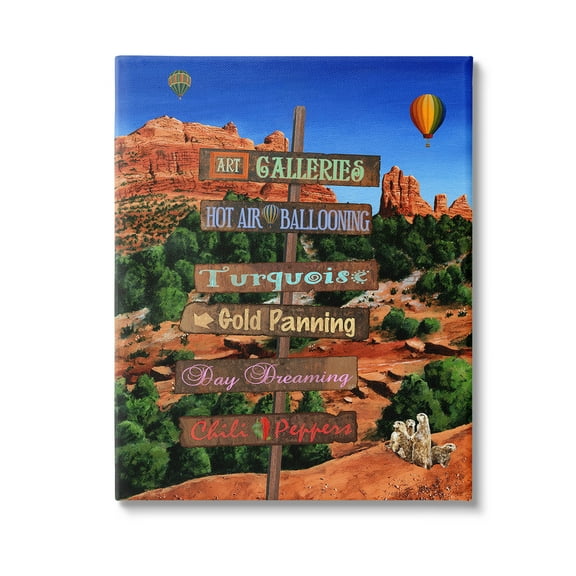 Stupell Industries Desert Activities Sign Landscape Painting Gallery Wrapped Canvas Art Print Wall Art, 16 x 20