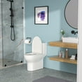 thumbnail image 3 of Elongated Toilet with Left-Hand Trip Lever, One Piece Toilet for Bathroom, Soft Closing Seat Include, Single Side Flush High Efficiency 1.28 GPF, 12'' Rough-In, White Toilet Bowl, 3 of 8