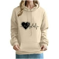 thumbnail image 2 of PNTUTB Valentine's Day Fashion Women's Heart Print Long Sleeve Hooded Drawstring Pullover Loose Sweatshirts with Pocket, 2 of 6