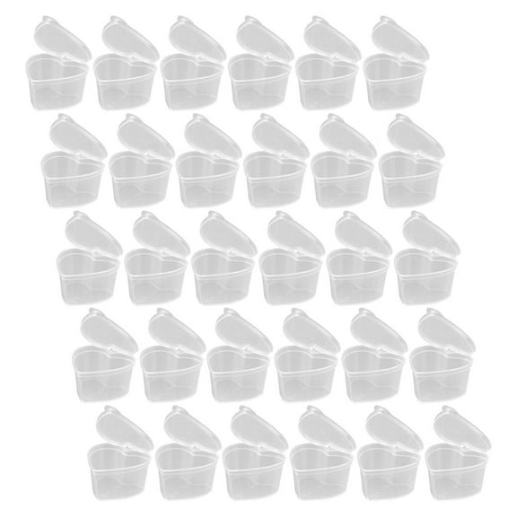 Hemoton 30pcs Mini Heart Shaped Storage Containers with Hinged Lids 45ml Plastic Heart Boxes Beads Organizers for DIY Crafts and Small Items