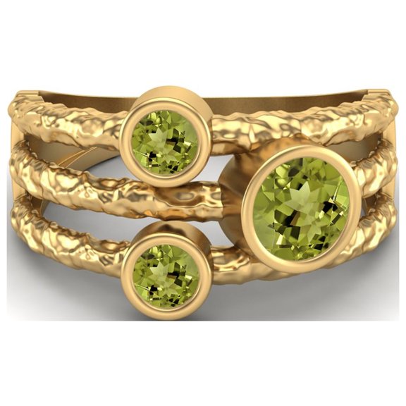 5mm Round Peridot Handmade Split Shank Band 925 Sterling Silver Gold Vermeil Trio Stone Women Mother's Day Gift Ring