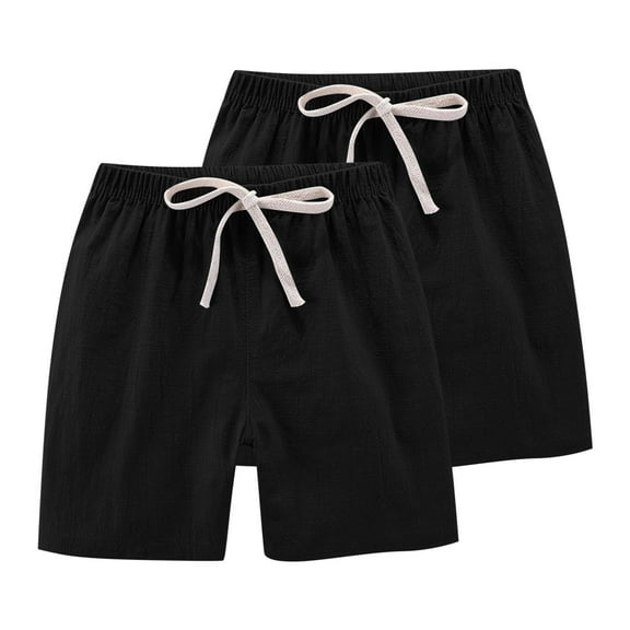 AVTOIFY Girls Shorts, Shorts for Girls, 2PC Children's Summer Solid Casual Sports Shorts With Drawstring For Kids, Toddler Girl Clothes, Girls Summer Clothes, Black