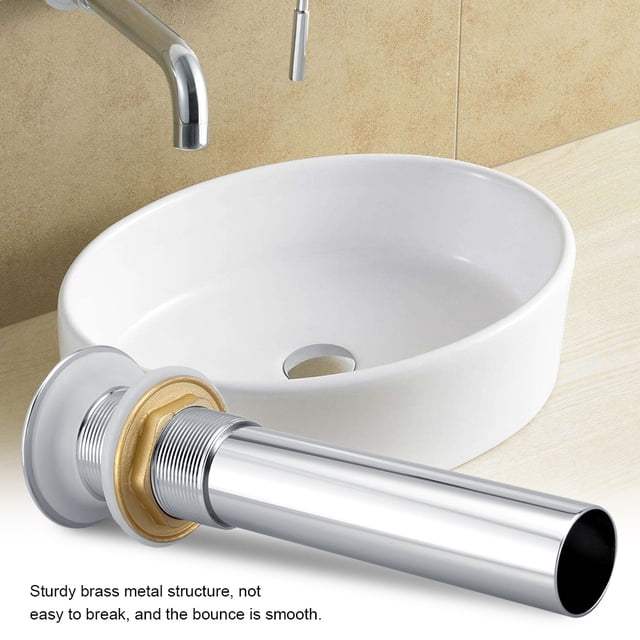 G1-1/4"Pop Up Tapones de Desagüe Válvula Para Lávabo sin Rebosadero Desagüe de empuje abierto Válvula de lavabo Válvula Desagüe con Rebosadero(Plata Cromo) LYUMO familiar