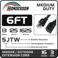 thumbnail image 2 of HONDERSON 2 Pack 6FT Outdoor Extension Cord,16/3 SJTW Durable Black Extension Cable with 3 Prong Grounded Plug for Safety, 2 of 6