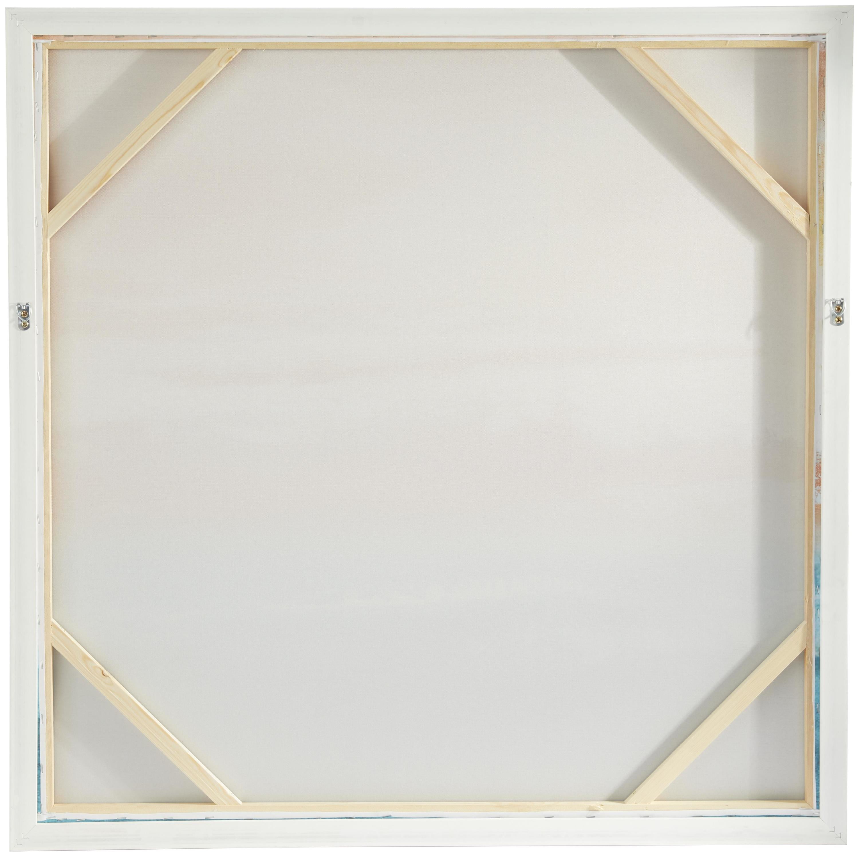 37" x 37" Abstract Sunset Landscape Framed Wall Art with White Frame, by DecMode