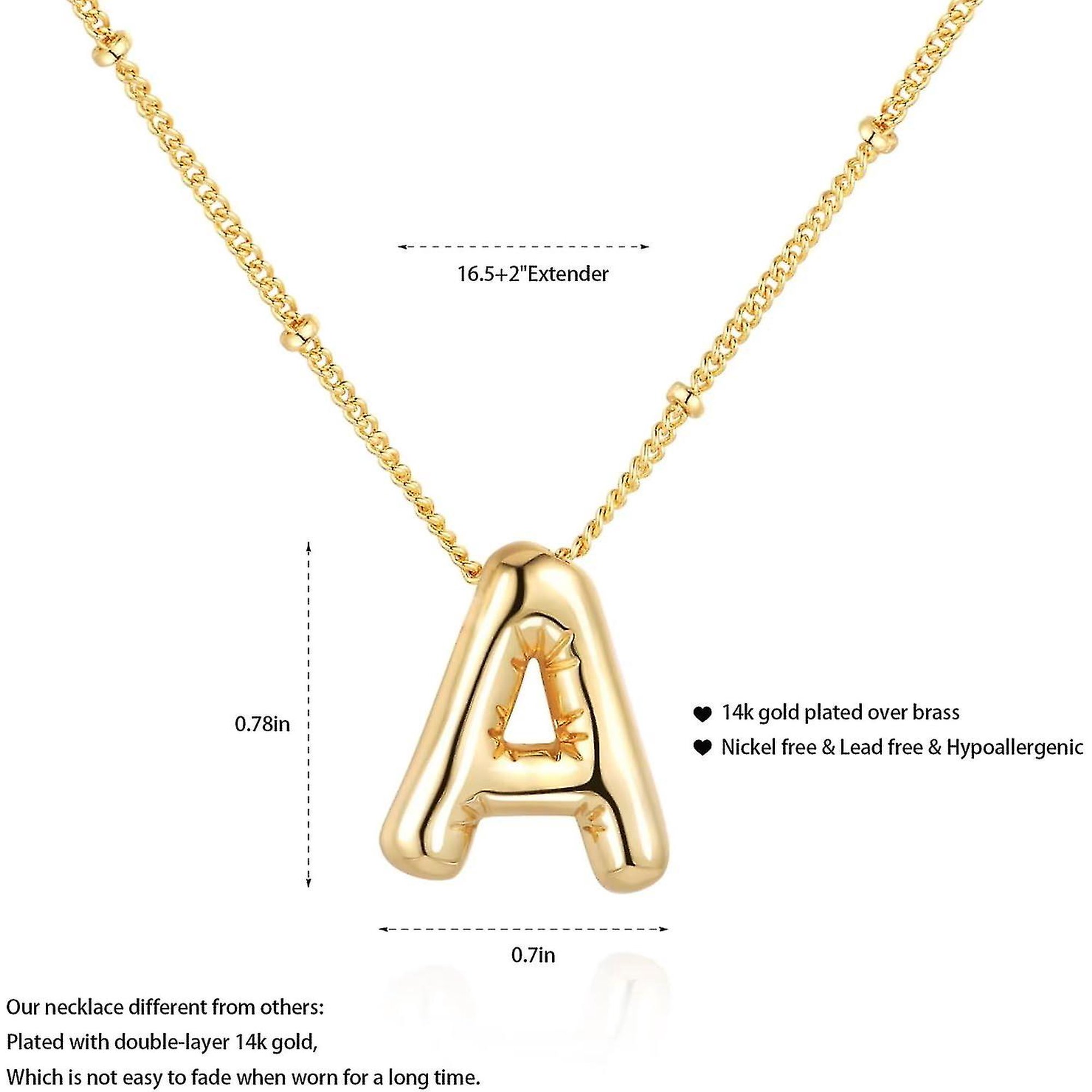 Bubble Letter Necklace Balloon Initial Necklaces For Women Girls