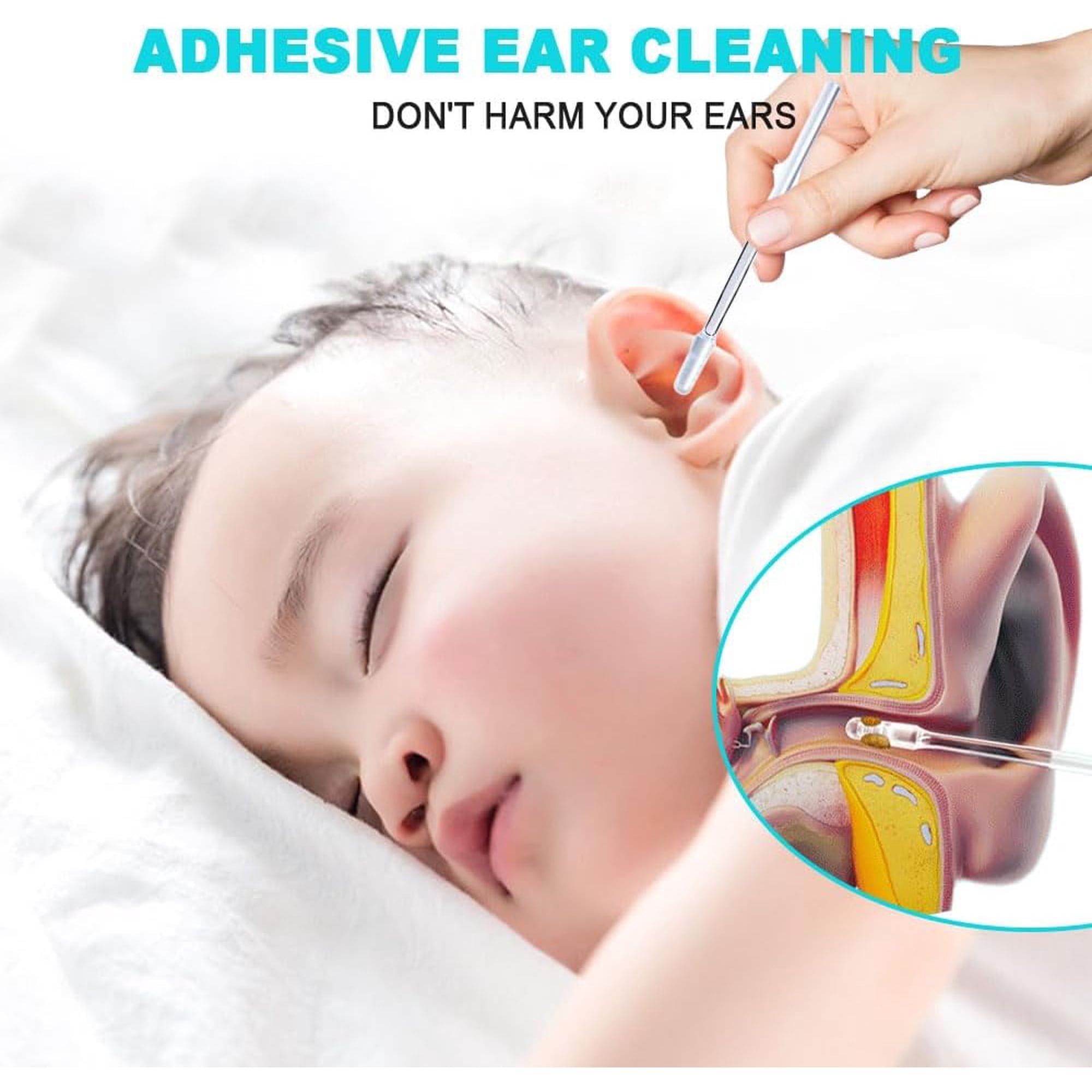Sticky Ear Wax Removal Sticks, Reusable Adhesive Cleaning Swabs with Protective Cover, Soft Tip Ear Care Tools for Daily Personal Hygiene