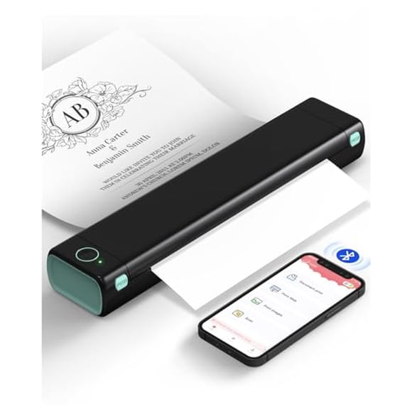 Impresora portátil inalámbrica Phomemo M08F para viajes, impresora térmica Bluetooth compatible con papel tamaño carta (8,5" x 11"), pequeña, sin tinta, compatible con iOS, Android y portátiles para c