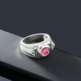 thumbnail image 5 of Gem Stone King 2.03 Ct Round Pink Mystic Topaz Blue Diamond 925 Sterling Silver Men's Ring, 5 of 5
