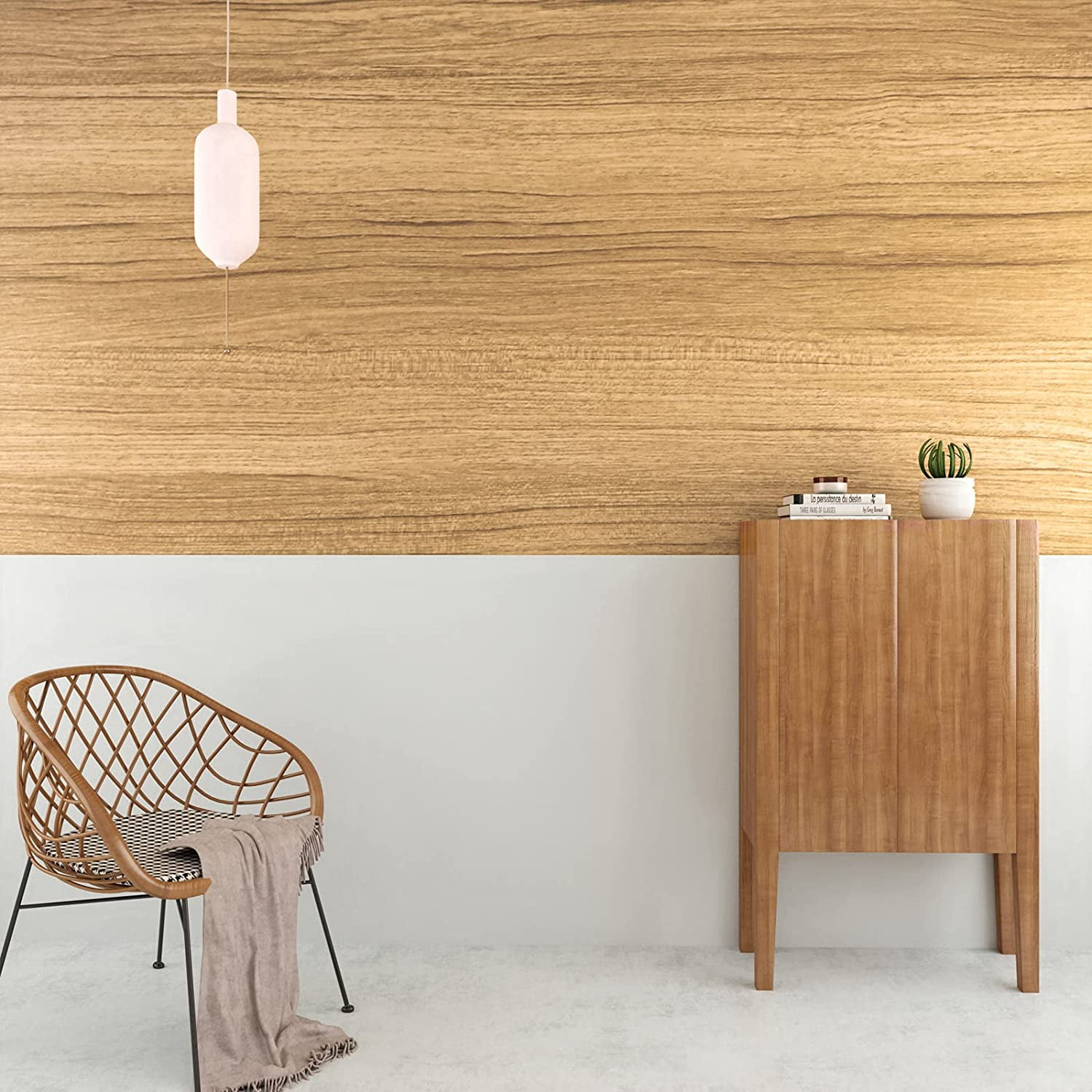 VEELIKE 15.7''x354'' Wood Wallpaper Waterproof Peel and Stick Wood Vinyl Film Self Adhesive Wallpaper Wood Removable Wood Grain Contact Paper Decorative Wall Covering for Cabinets Countertops Bedroom