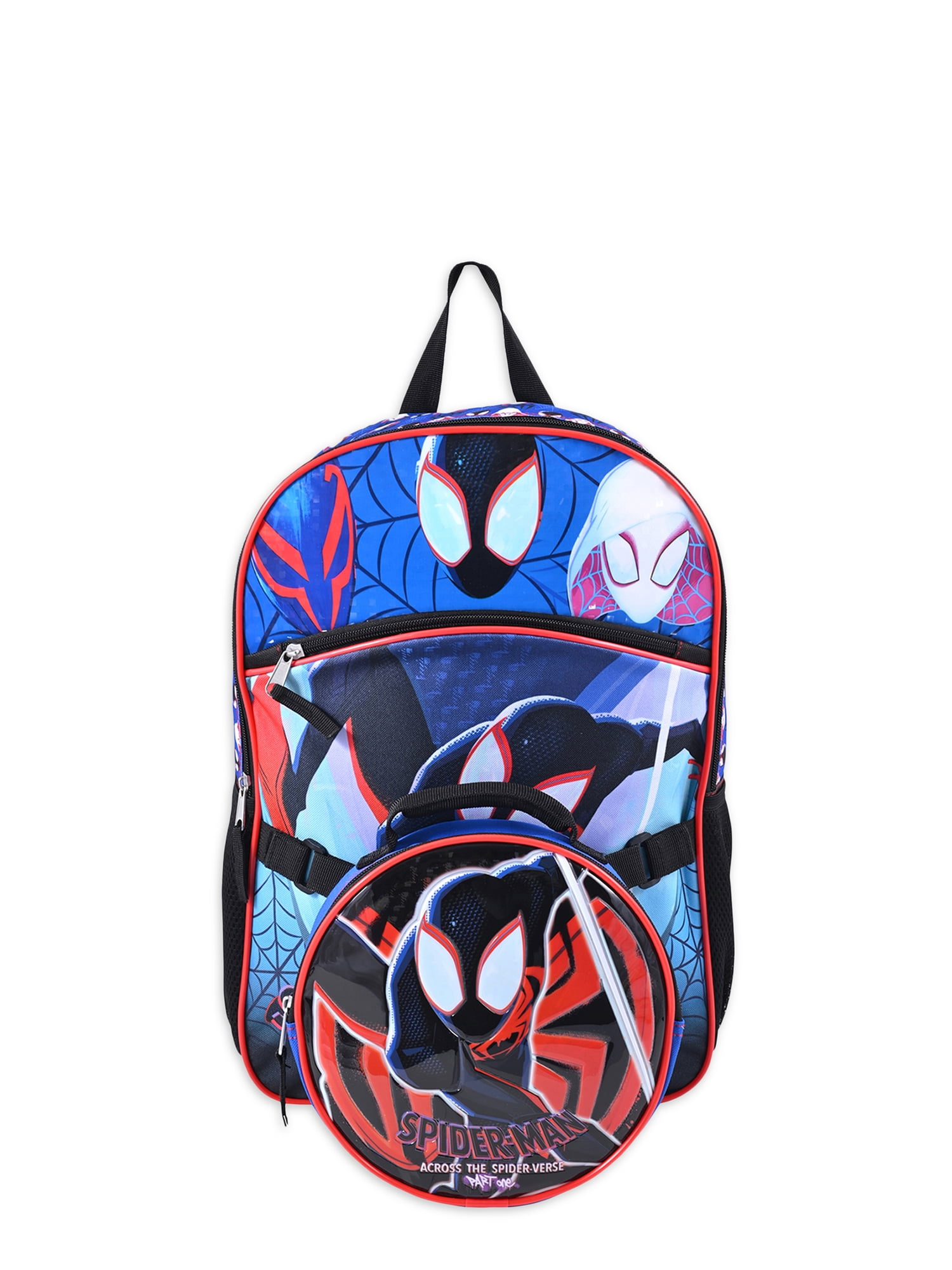 Marvel Spider-Man Across the Spider-Verse Boys 17" Laptop Backpack 2-Piece Set with Lunch Bag, Black Blue