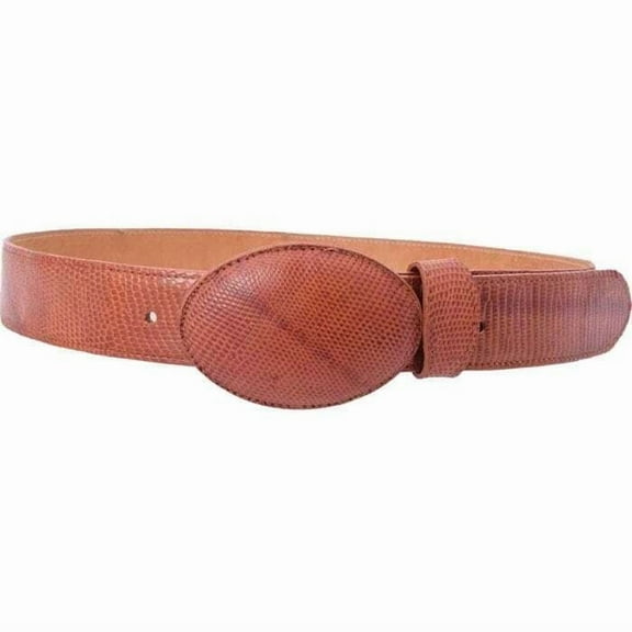 White Diamond Lizard Belt Cognac Leather Lining Genuine Handmade 1 1/2" Wide Removable Buckle