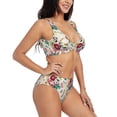 thumbnail image 2 of Wukai Bird Butterfly Rose Women's Bikini Set Two Piece,wimsuit High Waisted V Neck Twist Front Adjustable Spaghetti Straps Bathing Suit-Large, 2 of 7