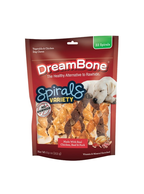 DreamBone Variety Spirals, Rawhide Free Chews for Dogs, 22 Count