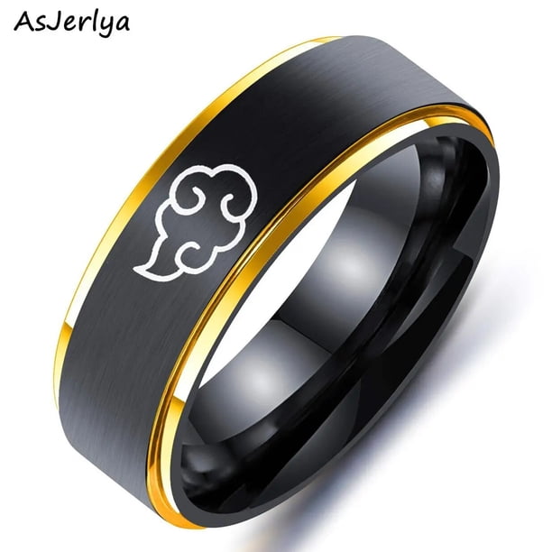 AsJerlya-anillo Emble Nacional de Ucrania para hombres, Cosplay de Anime, anillos de nube, acero inoxidable, ataque a los Titanes, alas de la libertad, bandera