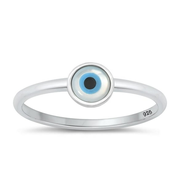 Cute Evil Eye Minimalist Ring .925 Sterling Silver Band Jewelry Female Male Unisex Size 7