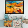 thumbnail image 3 of Designart 'Boat At The Lake During Evening Glow VIII' Nautical & Coastal Framed Art Print, 3 of 4