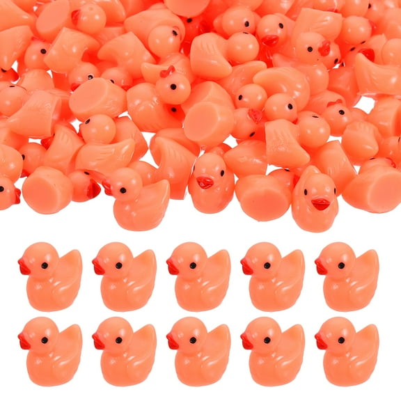 Mini Resin Ducks, Cute Tiny Ducks to Hide Miniature Figures Bulk Perfect for Dollhouse & Micro Fairy Garden & Landscape & Aquarium & DIY Craft Decor(Orange, 120pcs)