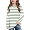 thumbnail image 2 of DxhmoneyHX Girls Striped Long Sleeve Shirts Basic Crew Neck Color Block Tunic Tee Tops Summer Vacation Lounge Blouse Age 3-14 Years, 2 of 8