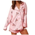 thumbnail image 1 of Pyjamas de Noël pour Femmes, Ensemble Haut à Manches Longues et Shorts, 1 of 1