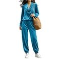 thumbnail image 2 of BRELIL Women's Two Piece Outfits Long Sleeve Pullover Tops Elastic Waisted Wide Leg Pants Casual Lounge Sets Solid Boho Vacation Travel Tracksuit Loungewear, Sky Blue S, 2 of 7