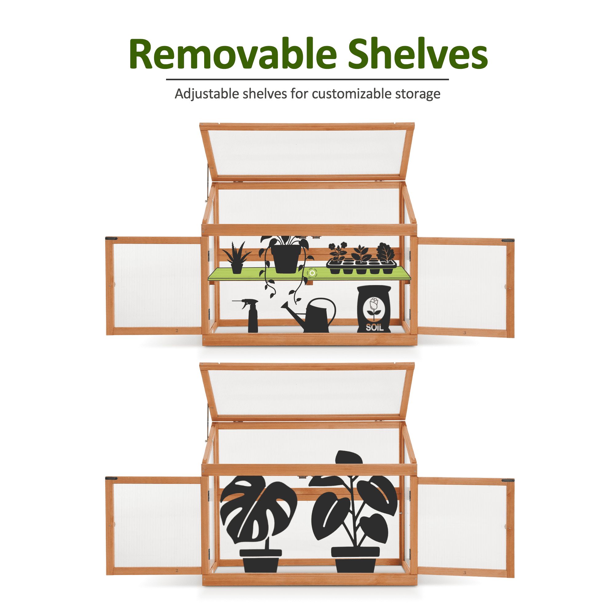 Mcombo 2-Tier Wooden Cold Frame Garden Greenhouse Raised Flower Planter Shelf Bed Protection 0160