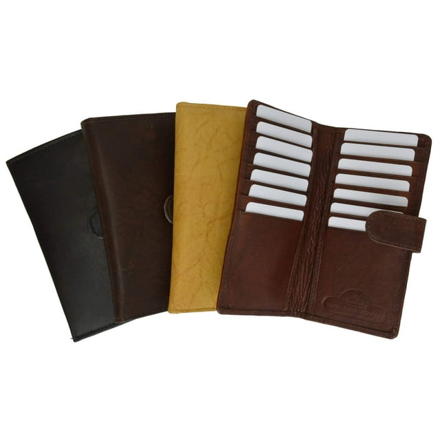 Slim Checkbook Cover Credit Card Slots Secure by Button Closure Genuine