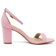 thumbnail image 3 of BURUDANI Women's Chunky High Heel Sandals Ankle Strap Open Toe Dress Shoes BLUSH/SUEDE Size 10, 3 of 5