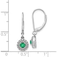 thumbnail image 2 of 14K White Gold Diamond Halo Emerald Leverback Dangle Earrings (24 X 8) Made In India em5605-em-020-wa, 2 of 5