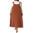 thumbnail image 3 of Agnes Orinda Women's Plus Size St. Patrick's Day Pinafore Dress Tie Shoulder Strap Pleated Jumper Dress Casual Overall Dress with Pockets 2X Khaki, 3 of 6