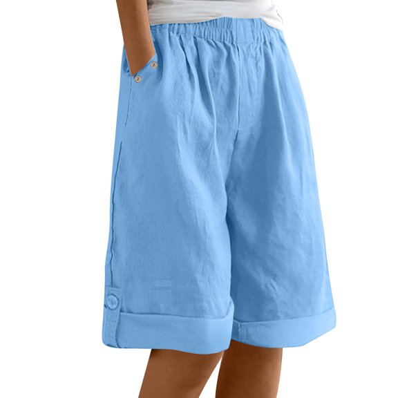snilers Womens Wide Leg Shorts Summer Beach Casual Short Pants Loose Knee Length Sweatpants Elastic Waist Trousers