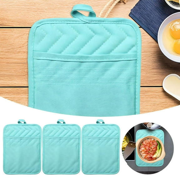 BPPEG 3Pack Pocket Pot Holders Cotton Heat Potholder Multipurpose Hot Pads Machine Washable Oven