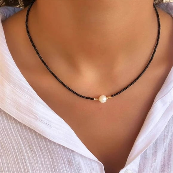 Clearance! Himery Necklaces for Women Freshwater Pearl Choker Necklace Charm Freshwater Pearl Necklace Rice Bead Beaded Necklace Freshwater Pearl Necklace Pendant for Women Gifts Jewelry Black