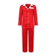 thumbnail image 2 of Kelon Family Pajamas, Long Sleeve Satin Button Down Sleepwear, Holiday Pjs, 2 of 9