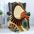 thumbnail image 3 of Ambesonne Monstera Fleece Throw Blanket Mid Century Abstract Sun 60"x80" Beige Burnt Orange Black, 3 of 5