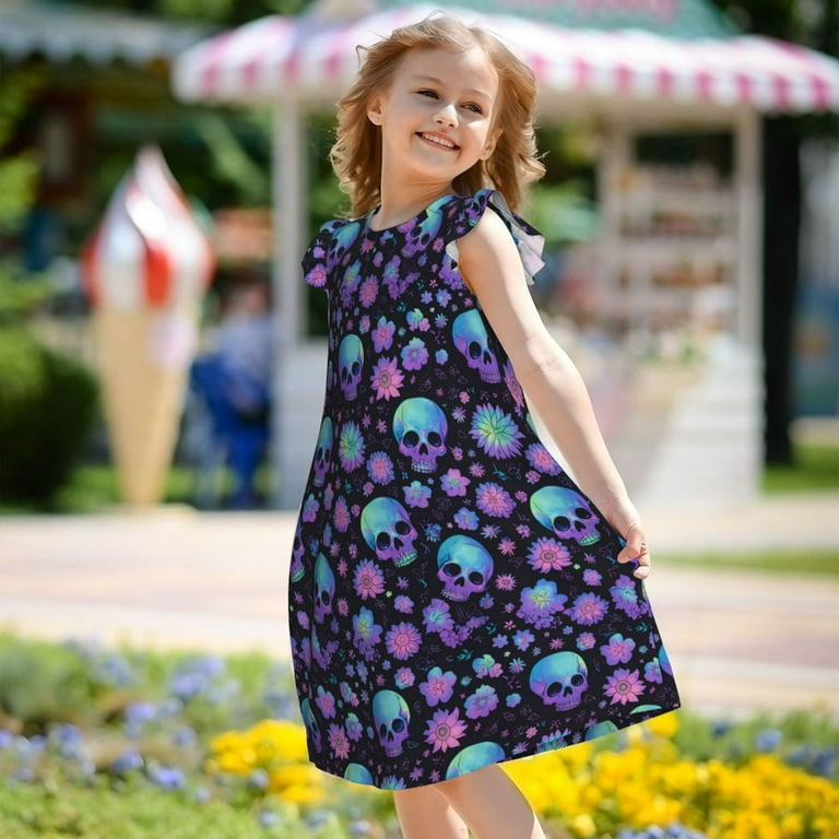 purple Skull flower Girls Nightgowns Toddler Girl Pajamas Nightgowns Princess Sleepwear Night Dress Nightgowns for Girls Walmart