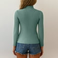 thumbnail image 5 of WTOBBY Women's Fashionable Solid Color Half High Collar Knitted Pullover Sweater, Long Sleeve Top for Elegant and Casual Outfits, Versatile Wear,Green L, 5 of 6