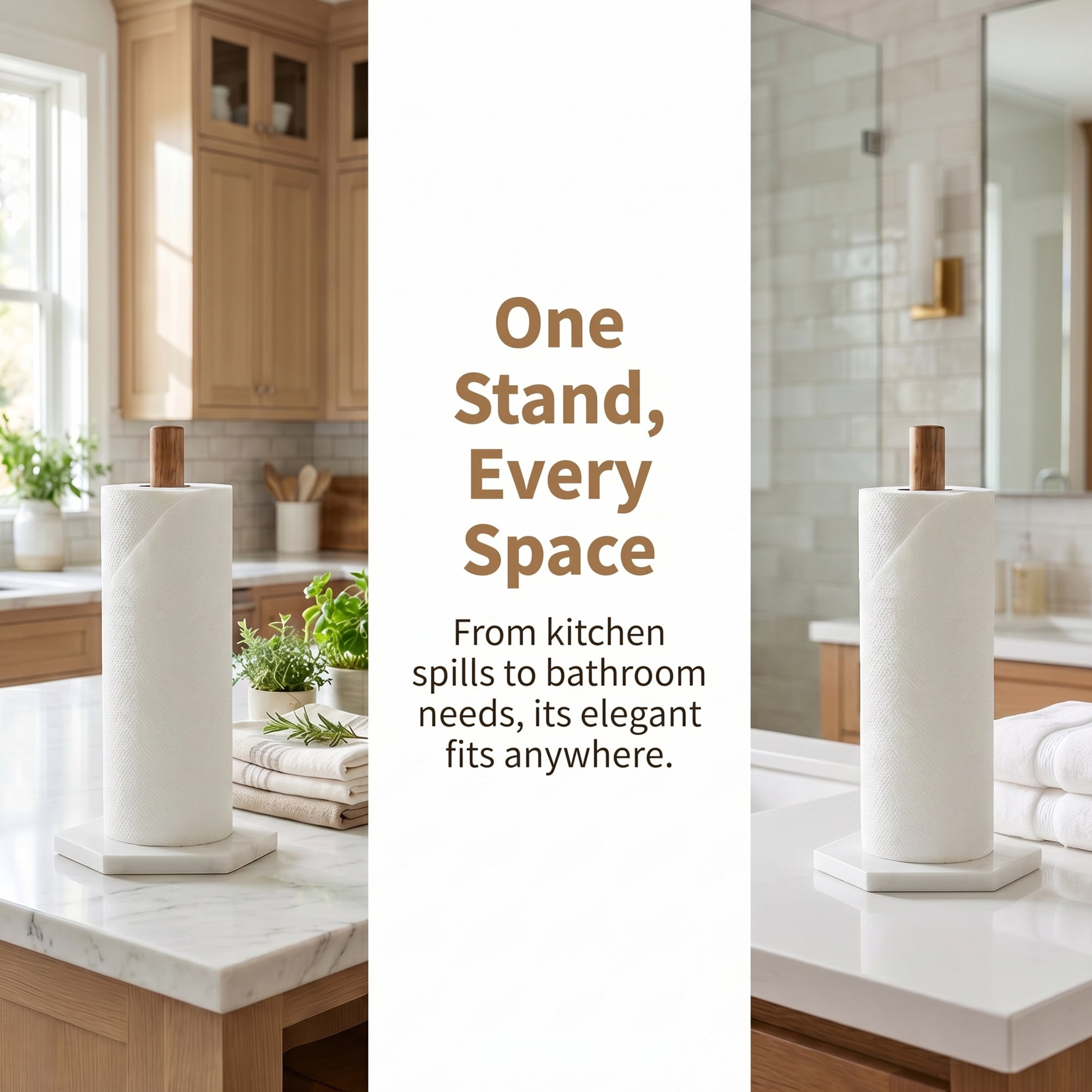 Unique Bargains Paper Towel Holder Countertop Base Marble Color D 12.6x5.9inch