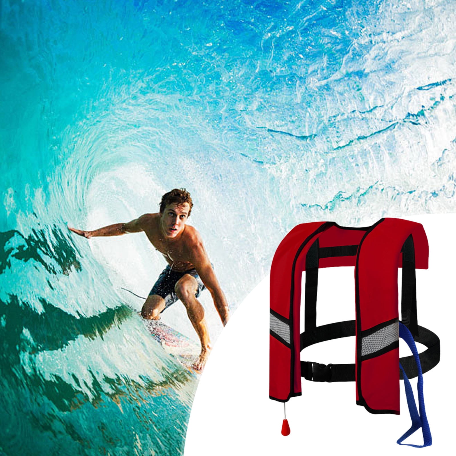 Auto-Inflating Life Jacket with Reflective Strips - Emergency Flotation Vest, Buoyancy Aid, 150N Buoyancy & Adjustable Straps, for Boating/Fishing Activities, Coast Guard Approved PFD, B