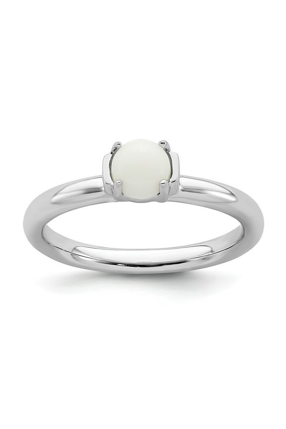 White Sterling Silver Ring Band Stackable Agate Expressions Polished