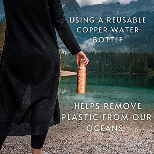 Copper Water Bottle - 34oz Vintage Modern Design - An Ayurvedic Pure Copper Vessel For Drinking- Drink More Water, Lower Your Sugar Intake And Enjoy The Health Benefits Immediately