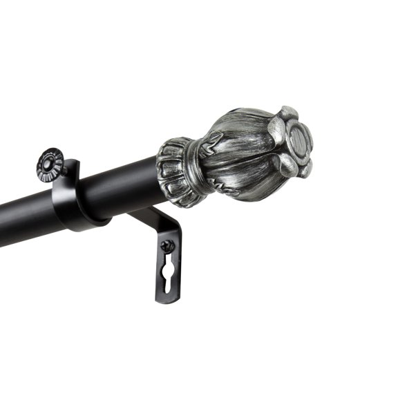 InStyleDesign  Majesty 1 inch Diameter Adjustable Curtain Rod Black 120 to 170 inches Black Finish
